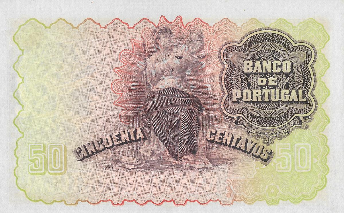 Back of Portugal p112b: 50 Centavos from 1918