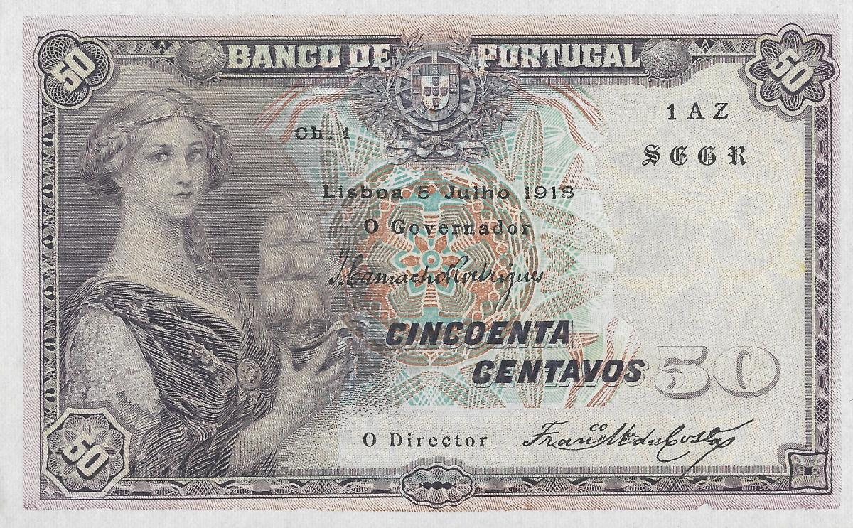 Front of Portugal p112b: 50 Centavos from 1918