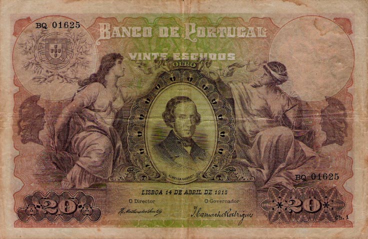 Front of Portugal p115a: 20 Escudos from 1915