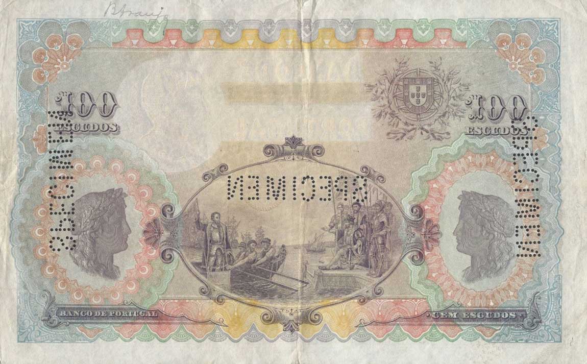 Back of Portugal p116s: 100 Escudos from 1918