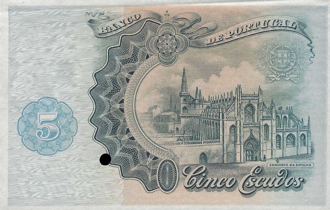 Back of Portugal p120p: 5 Escudos from 1920