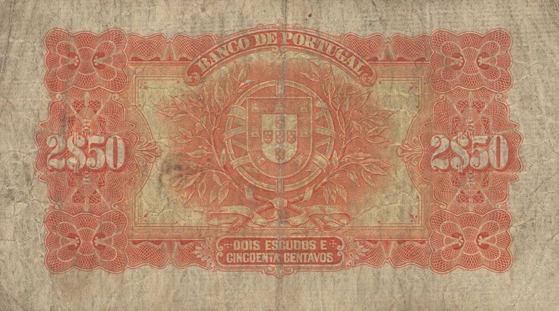 Back of Portugal p127a: 2.5 Escudos from 1922