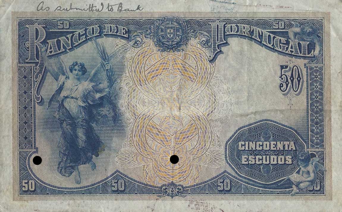 Front of Portugal p128s: 50 Escudos from 1922