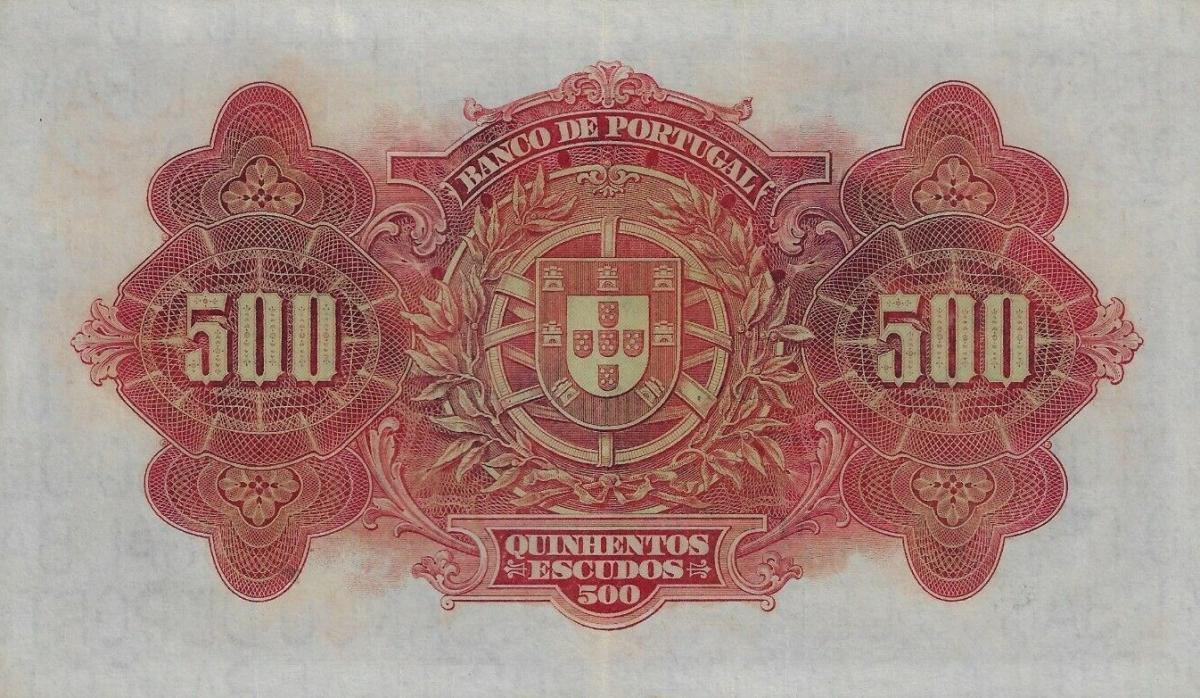 Back of Portugal p130: 500 Escudos from 1922