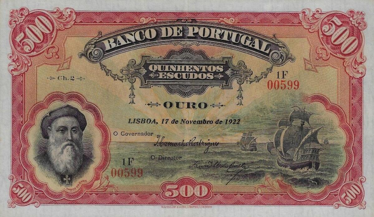 Front of Portugal p130: 500 Escudos from 1922