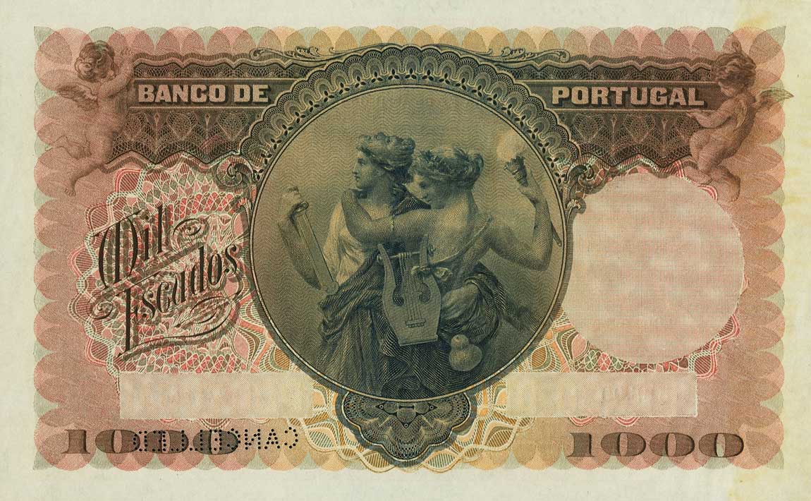 Back of Portugal p131a: 1000 Escudos from 1922