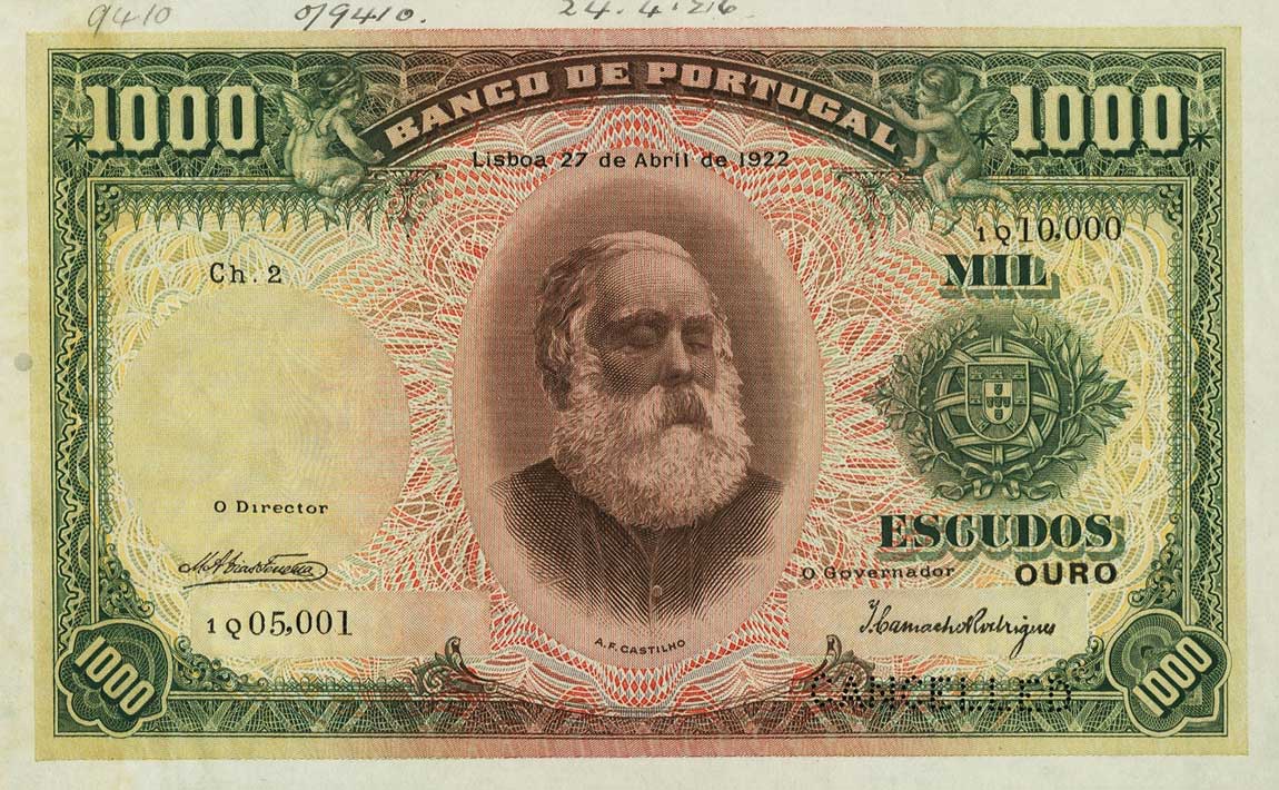 Front of Portugal p131a: 1000 Escudos from 1922