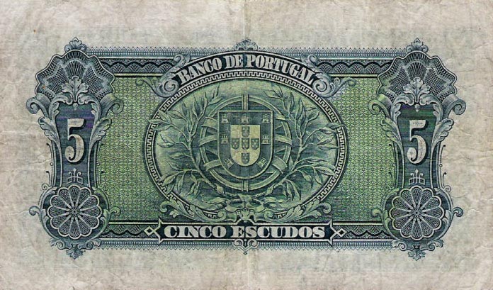 Back of Portugal p133: 5 Escudos from 1925