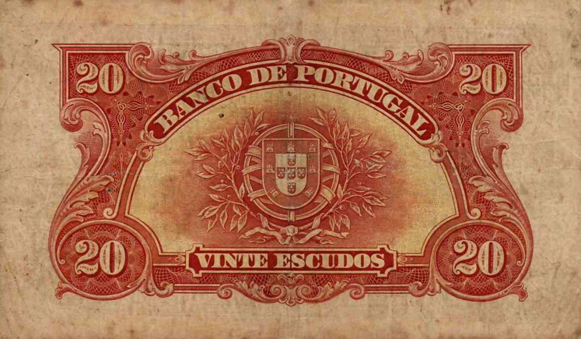 Back of Portugal p135: 20 Escudos from 1925