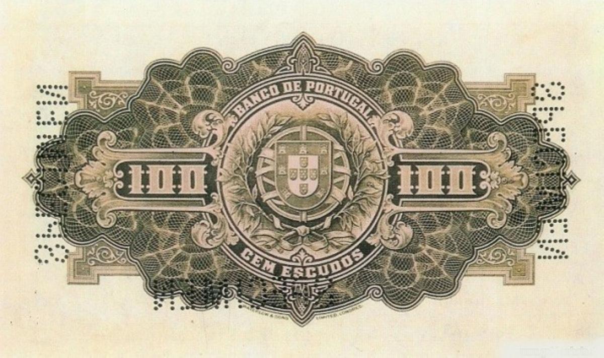 Back of Portugal p137: 100 Escudos from 1925