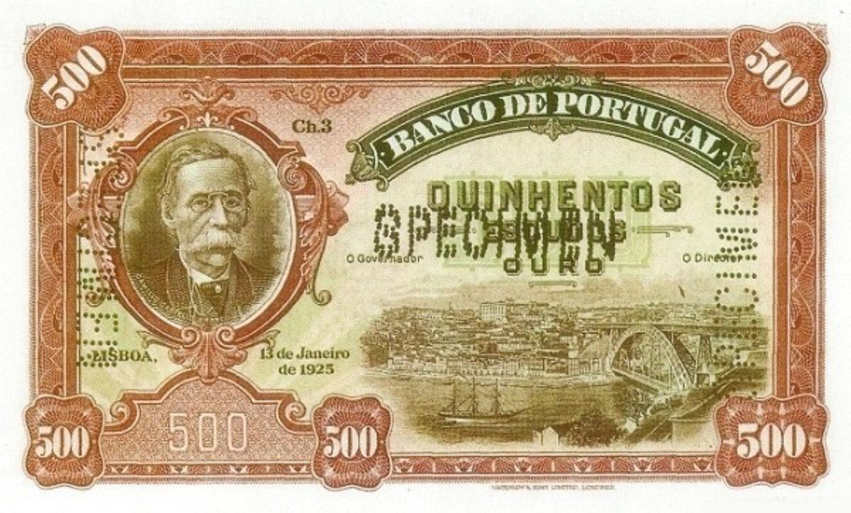 Front of Portugal p138: 500 Escudos from 1925