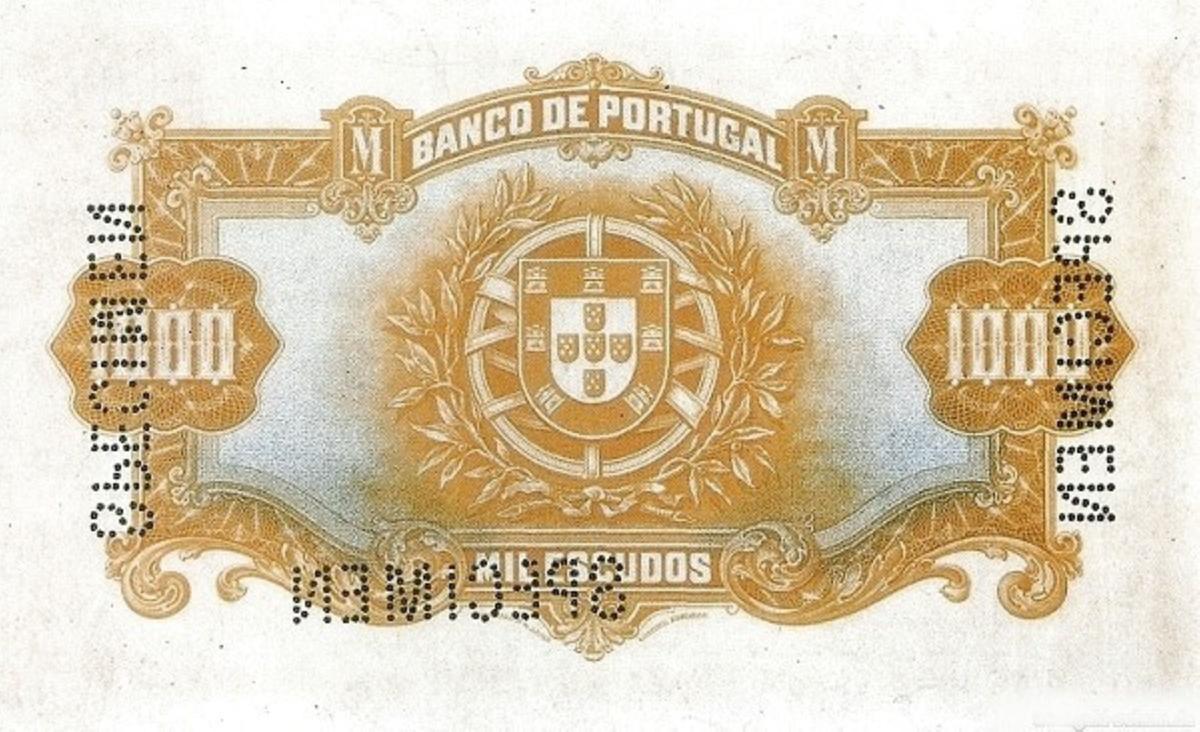 Back of Portugal p139: 1000 Escudos from 1925