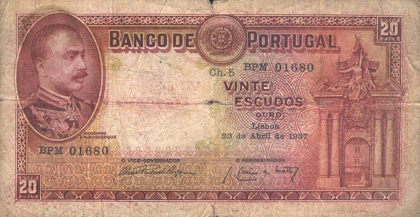 Front of Portugal p143a: 20 Escudos from 1929