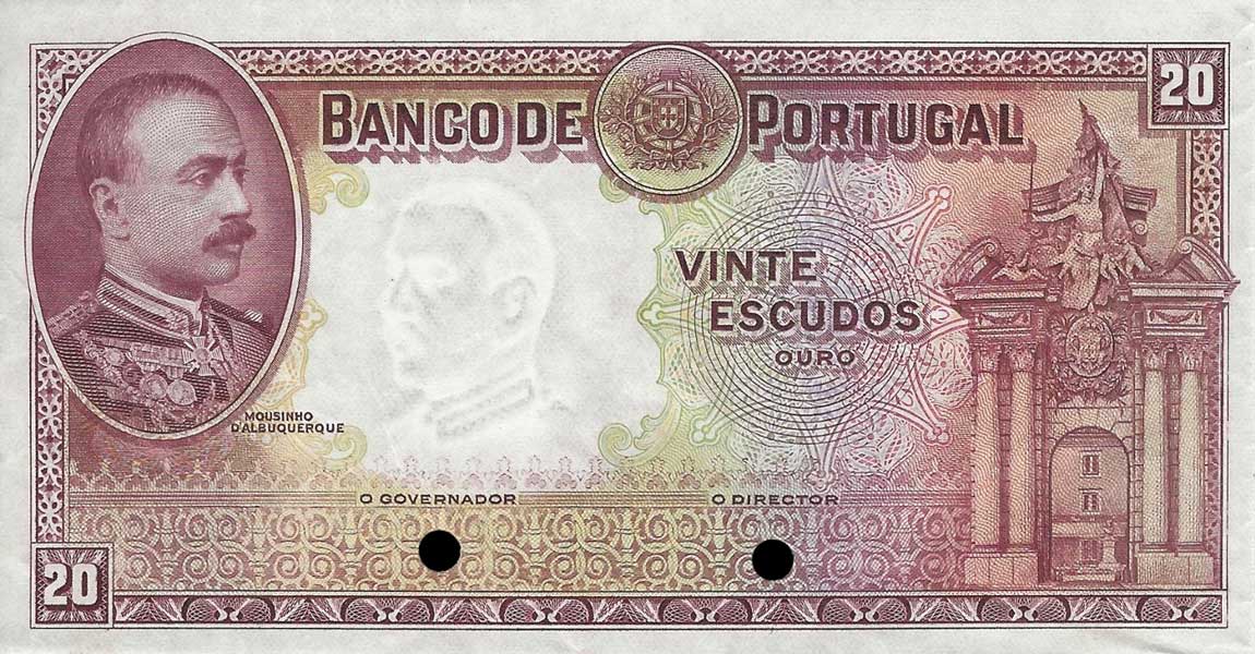 Front of Portugal p143p: 20 Escudos from 1929