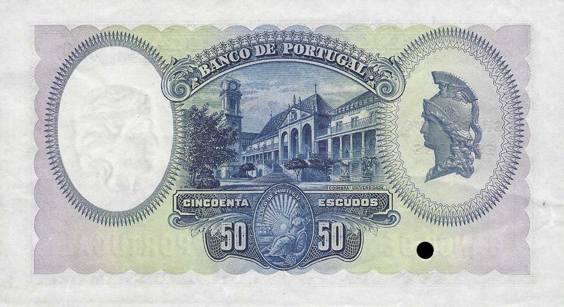 Back of Portugal p144s: 50 Escudos from 1929