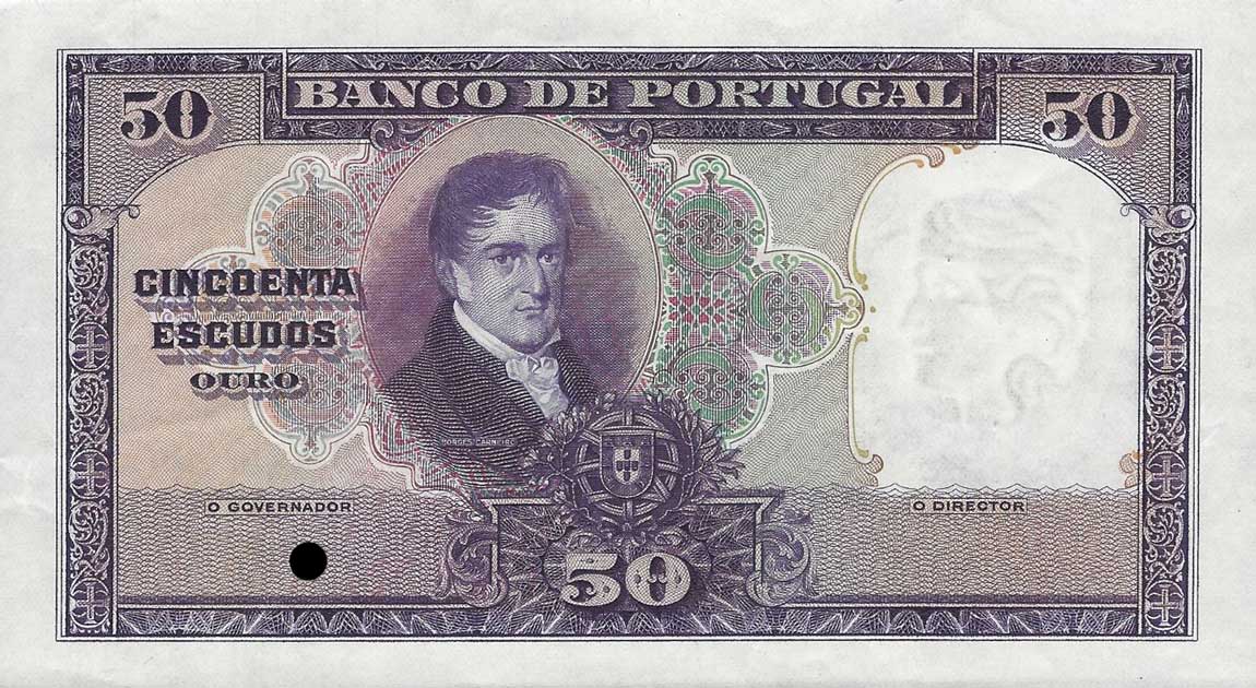 Front of Portugal p144s: 50 Escudos from 1929