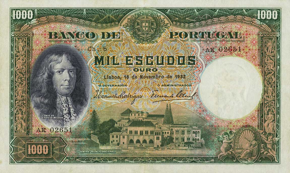 Front of Portugal p148: 1000 Escudos from 1932