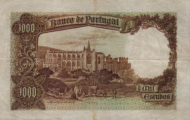 Back of Portugal p152a: 1000 Escudos from 1938