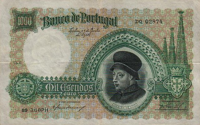 Front of Portugal p152a: 1000 Escudos from 1938