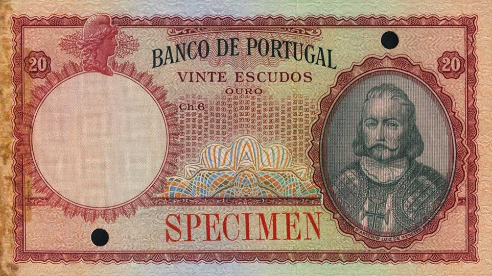 Front of Portugal p153ct: 20 Escudos from 1941