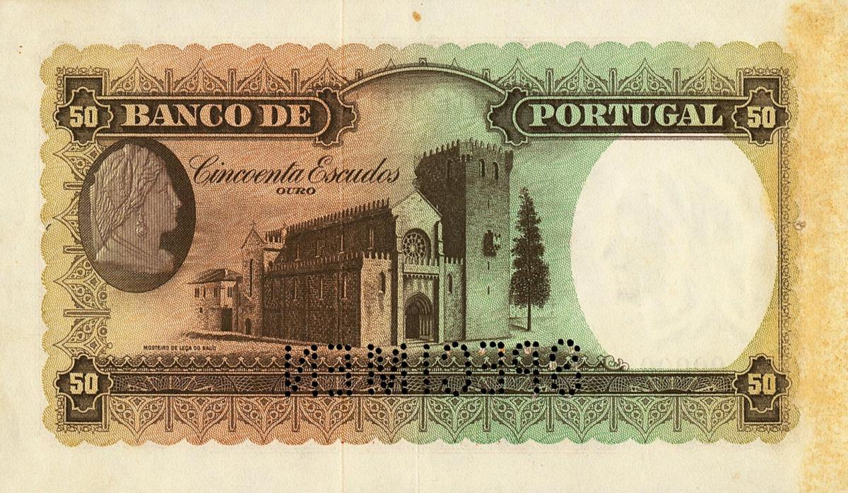 Back of Portugal p154s: 50 Escudos from 1941