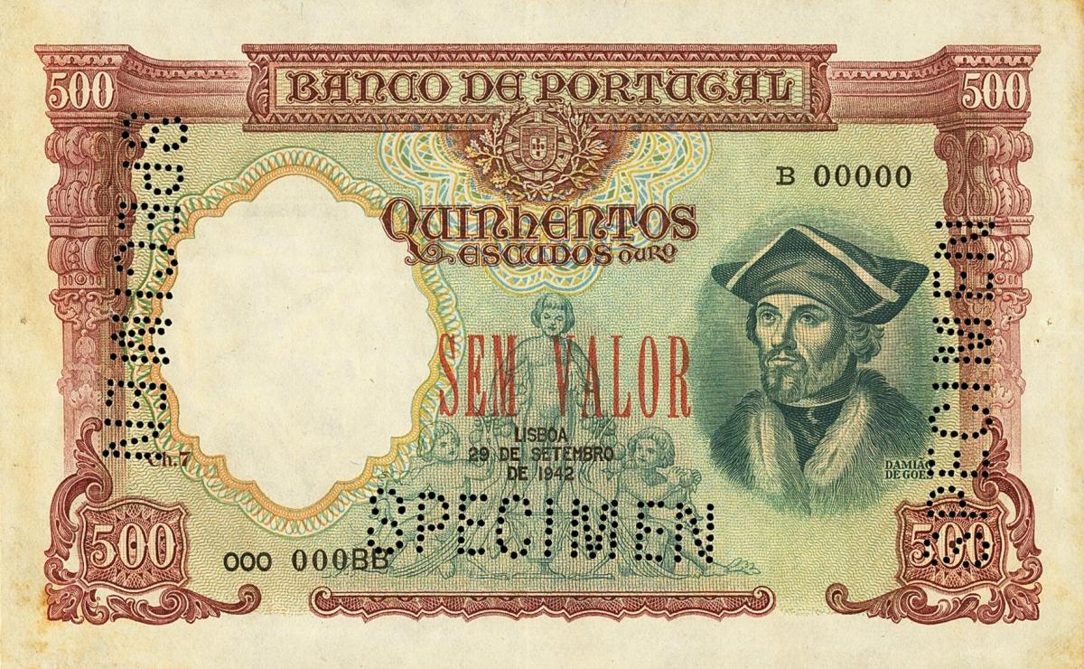 Front of Portugal p155s: 500 Escudos from 1942