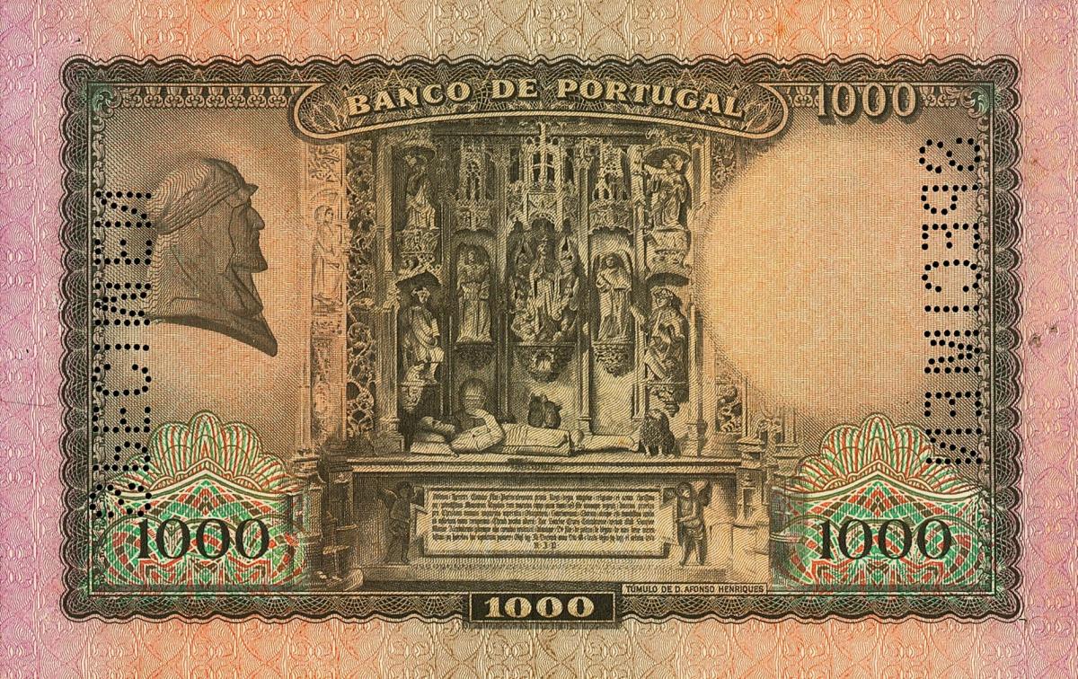 Back of Portugal p156s: 1000 Escudos from 1942