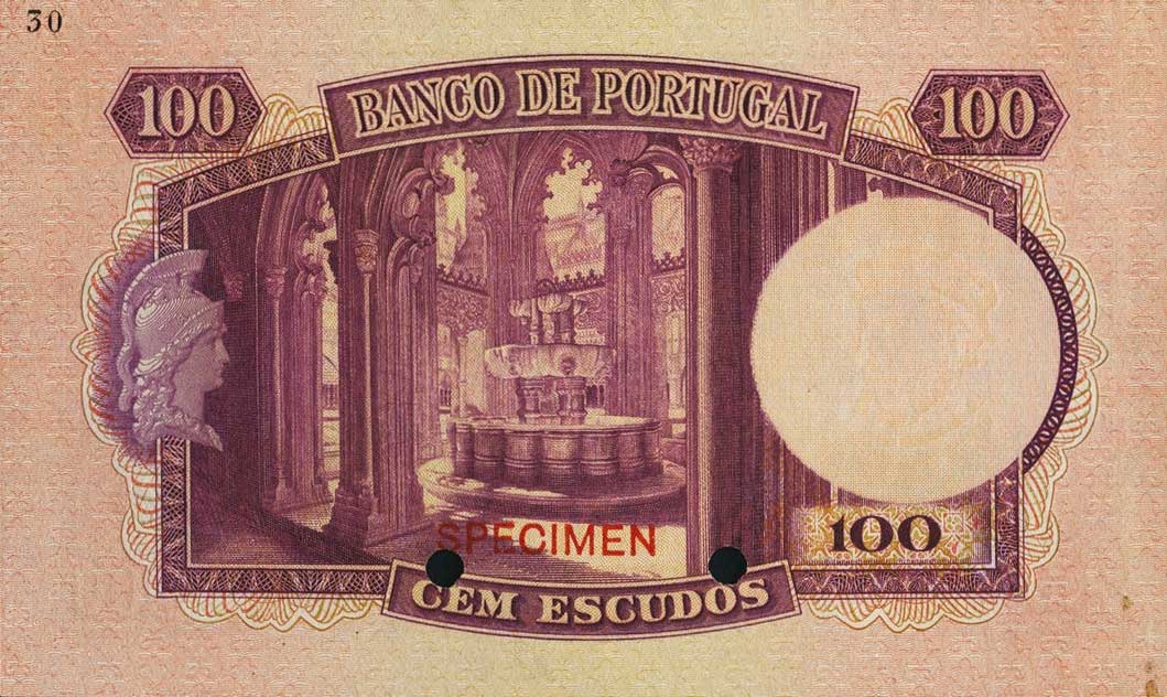 Back of Portugal p159ct: 100 Escudos from 1947