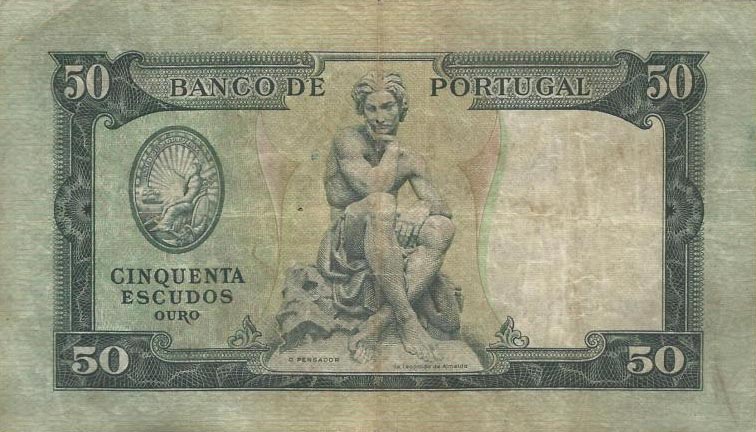 Back of Portugal p160a: 50 Escudos from 1953