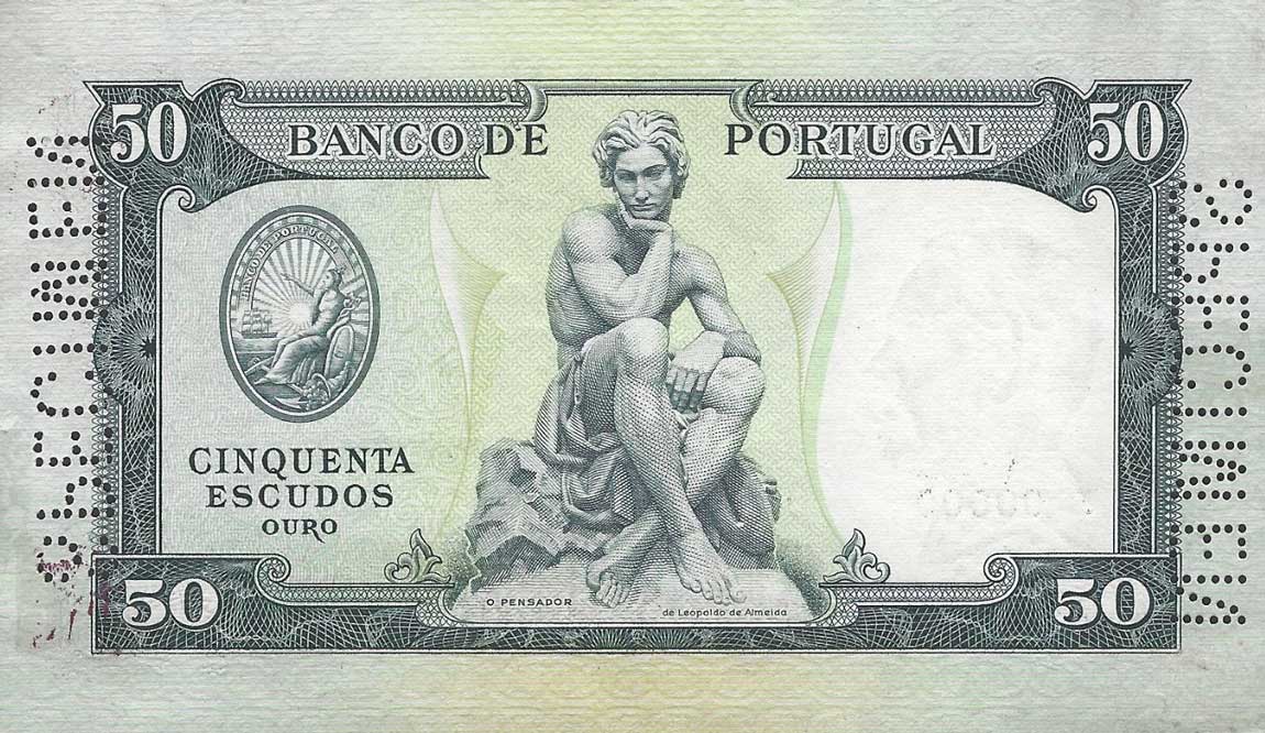 Back of Portugal p160s: 50 Escudos from 1953