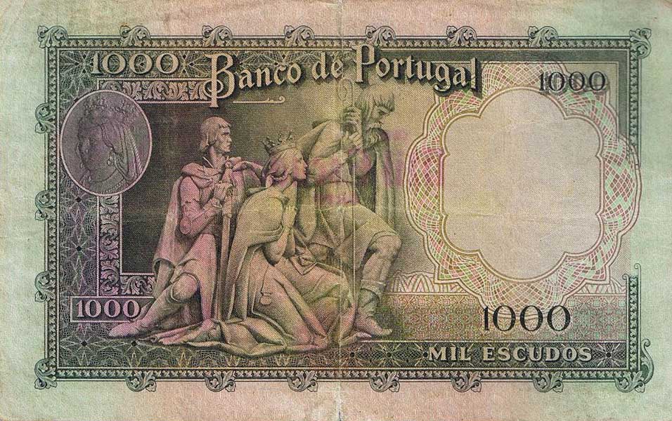 Back of Portugal p161a: 1000 Escudos from 1956