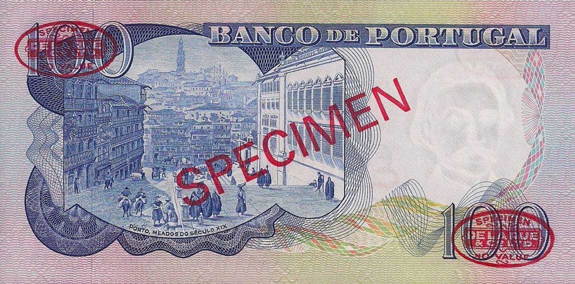 Back of Portugal p169s: 100 Escudos from 1965