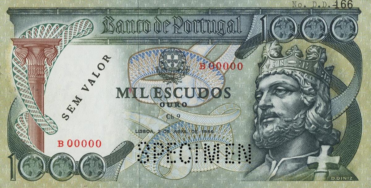 Front of Portugal p171s: 1000 Escudos from 1965