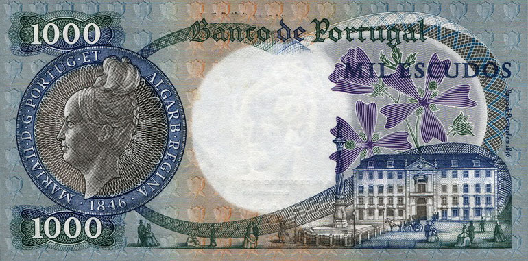 Back of Portugal p172a: 1000 Escudos from 1967