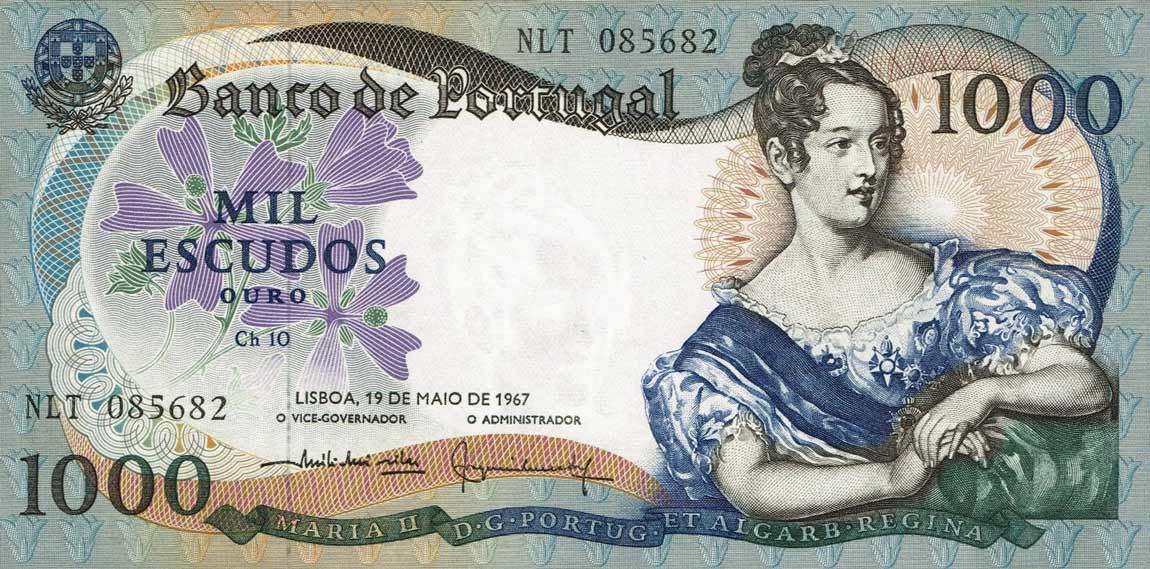 Front of Portugal p172b: 1000 Escudos from 1967