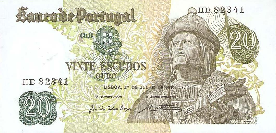 Front of Portugal p173a: 20 Escudos from 1971