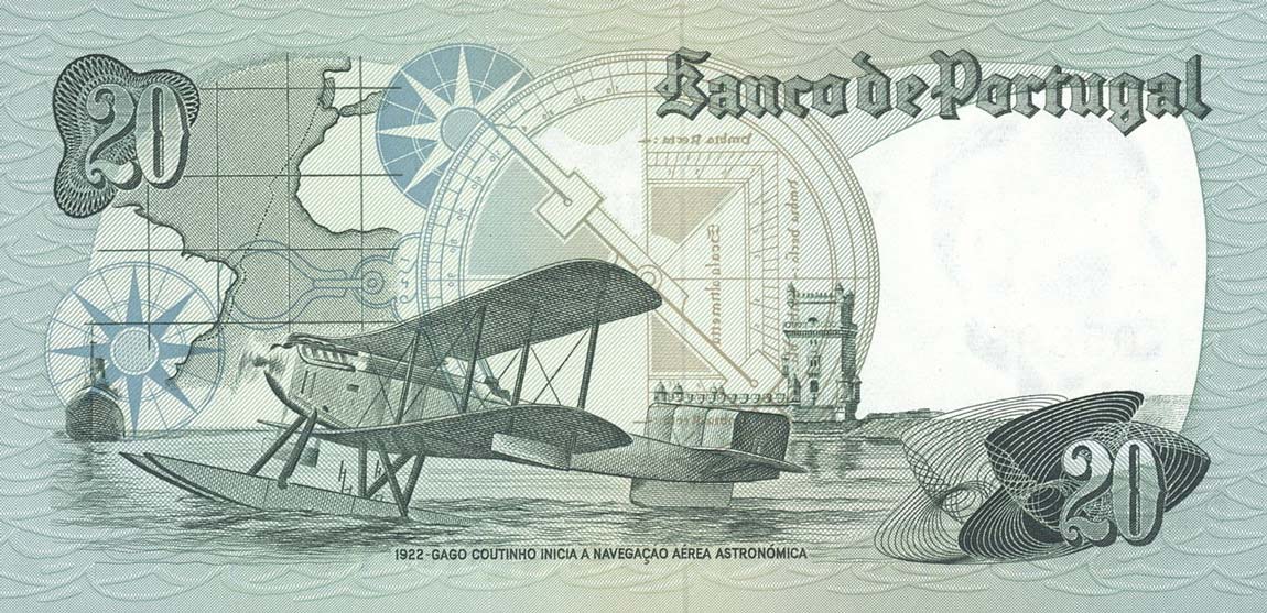 Back of Portugal p176a: 20 Escudos from 1978