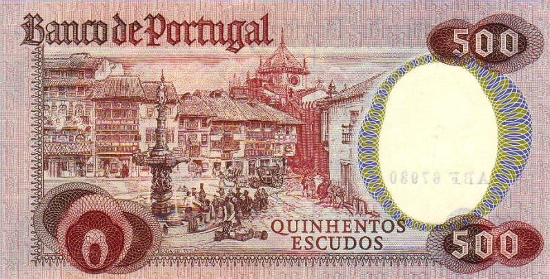 Back of Portugal p177a: 500 Escudos from 1979