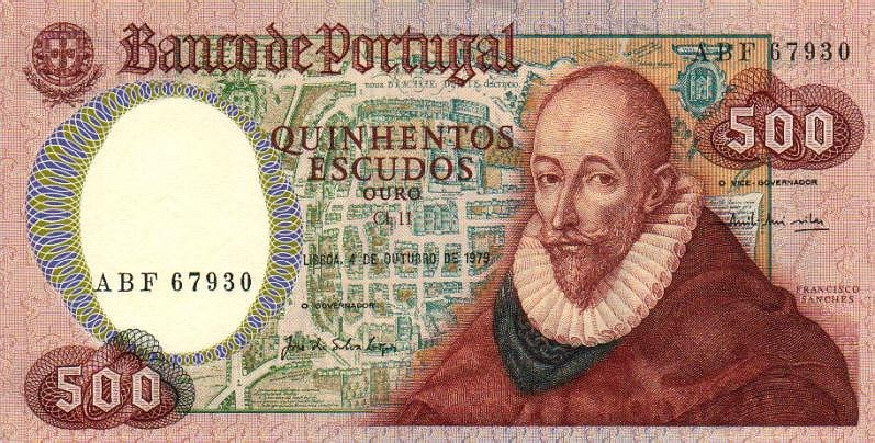 Front of Portugal p177a: 500 Escudos from 1979