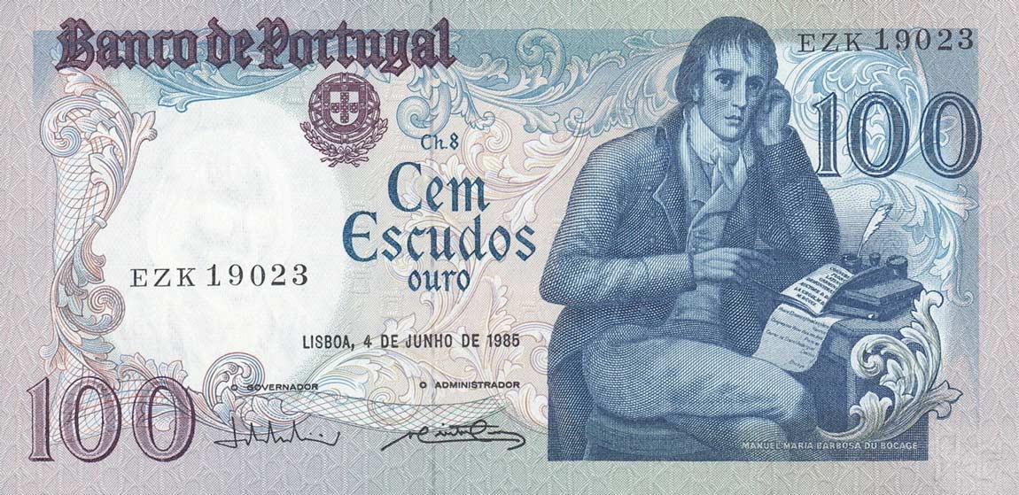 Front of Portugal p178e: 100 Escudos from 1985