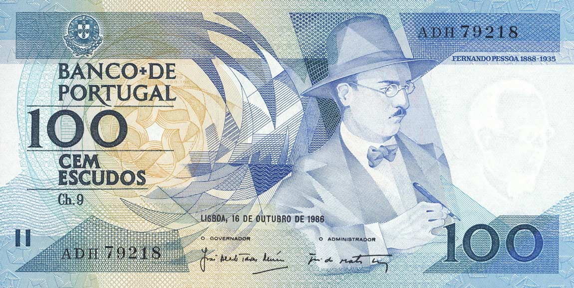 Front of Portugal p179a: 100 Escudos from 1986