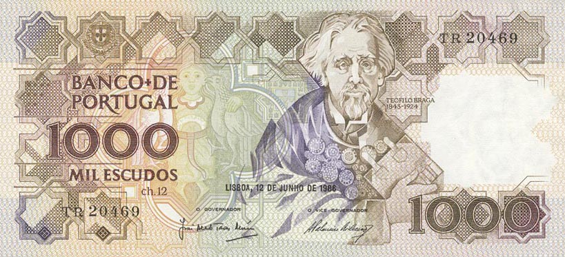 Front of Portugal p181b: 1000 Escudos from 1986