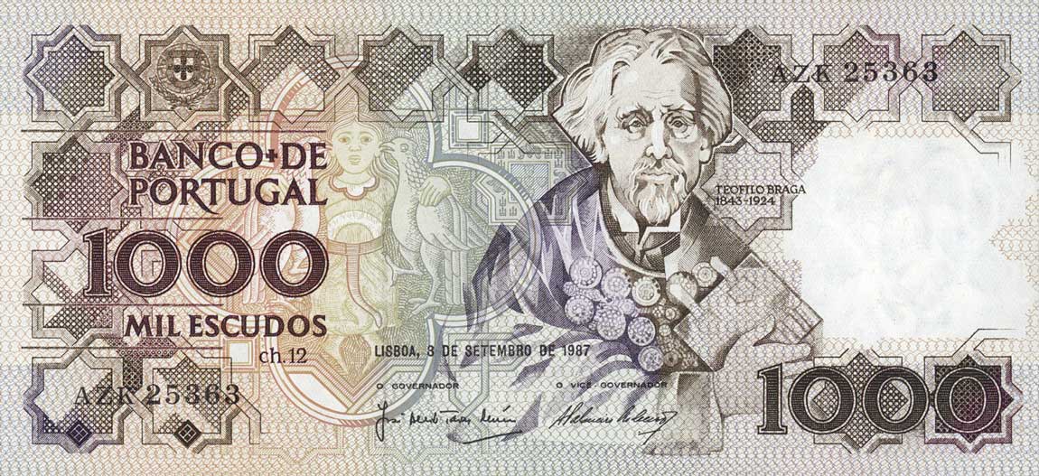 Front of Portugal p181d: 1000 Escudos from 1987