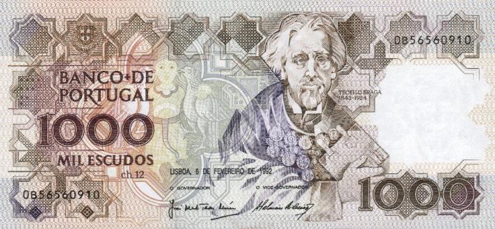 Front of Portugal p181i: 1000 Escudos from 1992