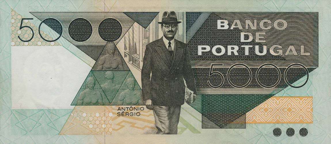 Back of Portugal p182b: 5000 Escudos from 1981