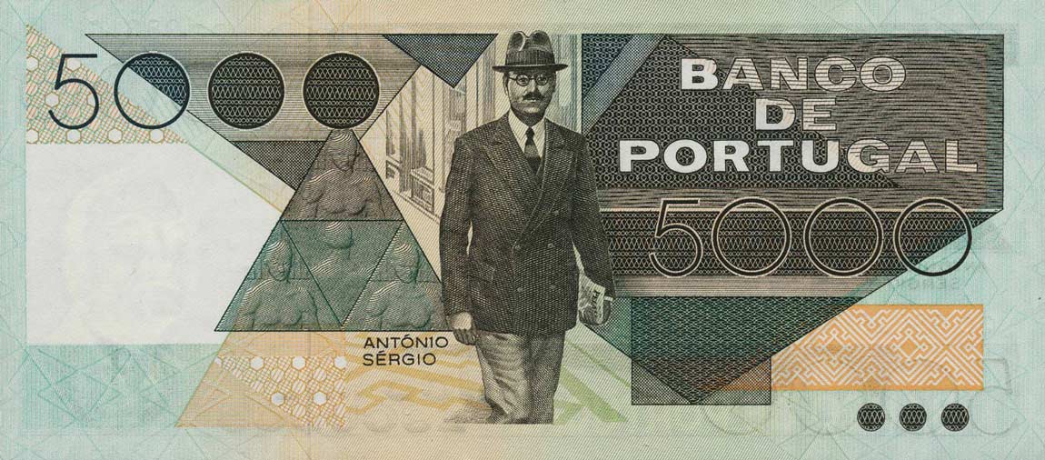 Back of Portugal p182c: 5000 Escudos from 1983