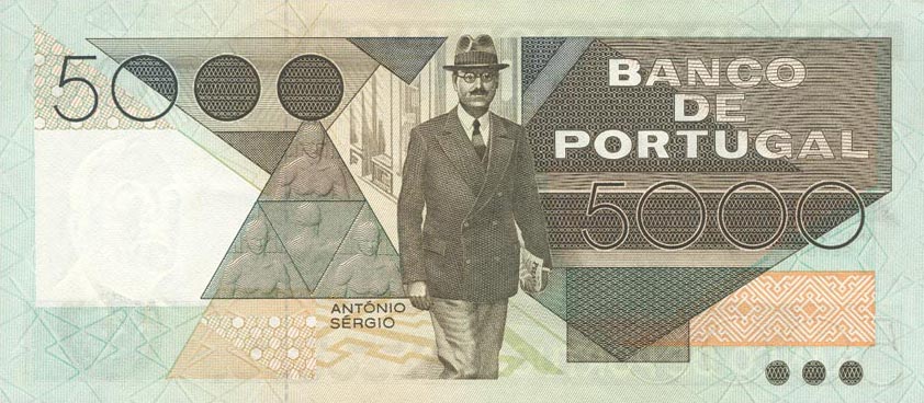 Back of Portugal p182d: 5000 Escudos from 1985