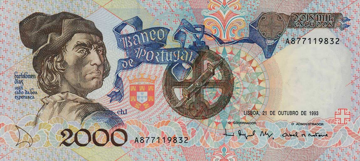 Front of Portugal p186d: 2000 Escudos from 1993