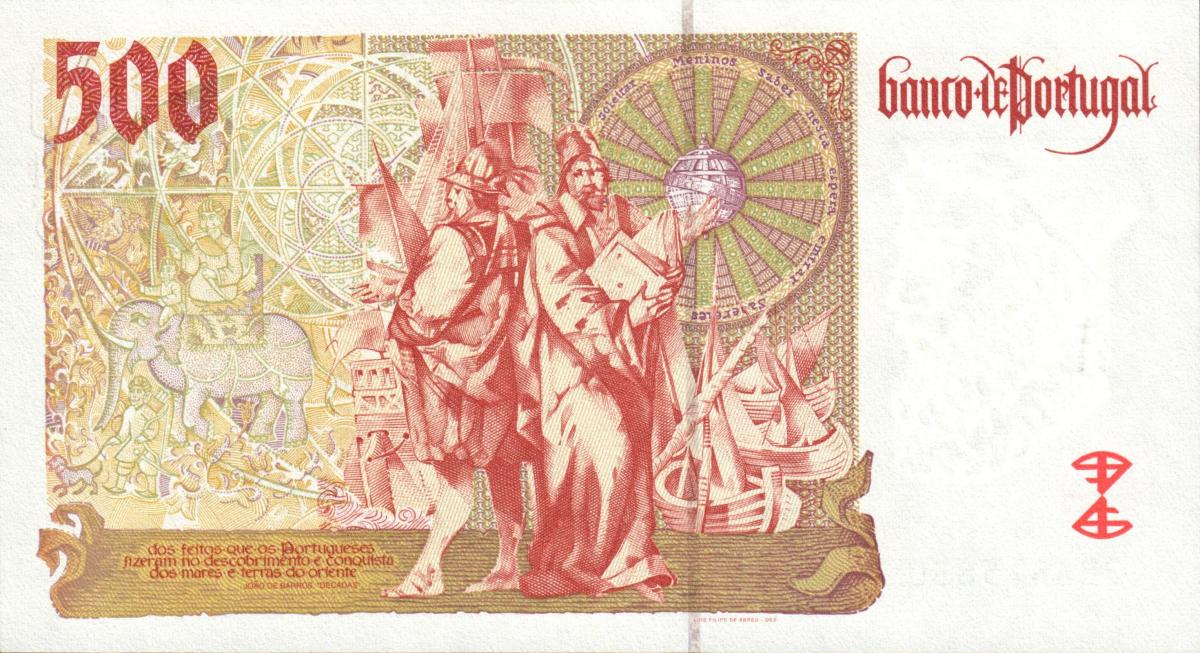 Back of Portugal p187a: 500 Escudos from 1997