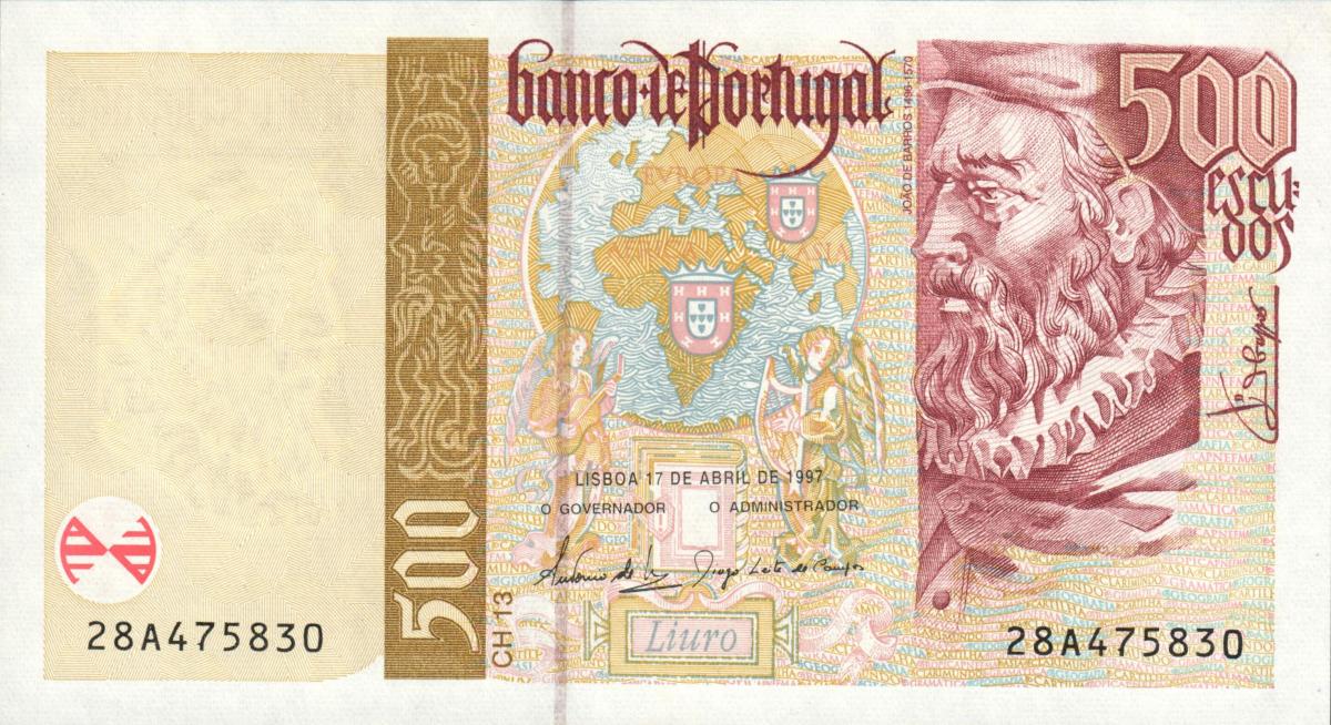 Front of Portugal p187a: 500 Escudos from 1997